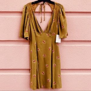 Free people olive/mustard floral dress